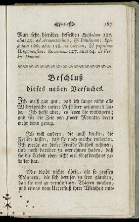 Beschluß dieses neuen Versuches.