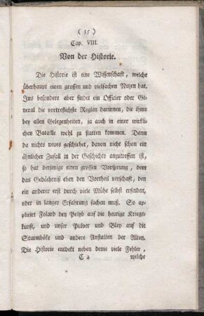 Cap. VIII. Von der Historie.