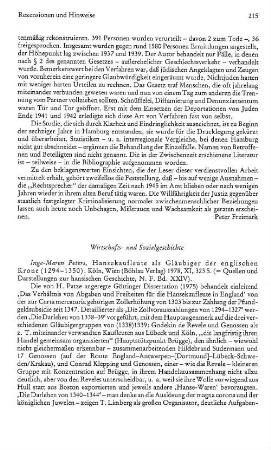 Rezensionen und Hinweise : Wirtschafts- und Sozialgeschichte