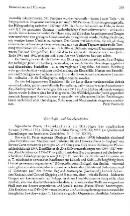 Rezensionen und Hinweise : Wirtschafts- und Sozialgeschichte