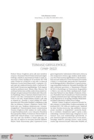 Seria nowa 21: Tomasz Gryglewicz (1949–2022)