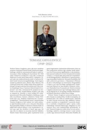 Seria nowa 21: Tomasz Gryglewicz (1949–2022)