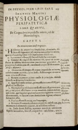 Caput I. De Meteororum causis in genere