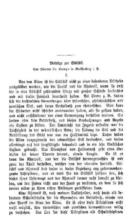 Beiträge zur Stilistik