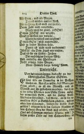 Unterricht. Von der neuntägigen Andacht zu der schmerzhaften Mutter Gottes