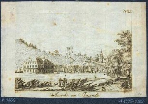 Das Bad (Kaltwasser-Heilanstalt) in Tharandt mit der Burgruine und der Stadt- und Bergkirche