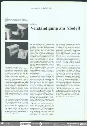 Verständigung am Modell : Formgestalter in der Industrie
