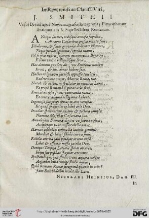 In Reverendi ac Clariss Viri, J. Smithii