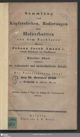 2: Enthaltend die italienische und niederländische Schule : Die Versteigerung fängt den 21. October 1840 zu Leipzig ... an