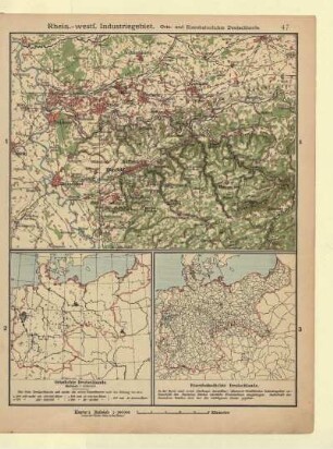 Rhein.-westf. Industriegebiet. Orts- und Eisenbahndichte Deutschlands, Ortsdichte Deutschlands, Eisenbahndichte Deutschlands