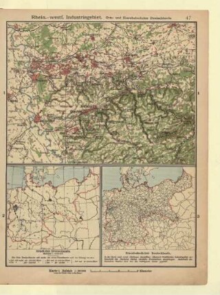 Rhein.-westf. Industriegebiet. Orts- und Eisenbahndichte Deutschlands, Ortsdichte Deutschlands, Eisenbahndichte Deutschlands