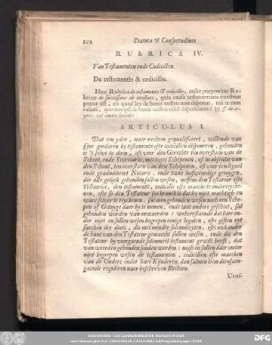 Rubrica IV. Van Testamenten ende Codicillen.