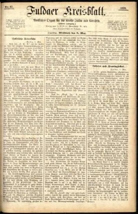 Erste Ausgabe vom Mittwoch, den 08. Mai 1878.