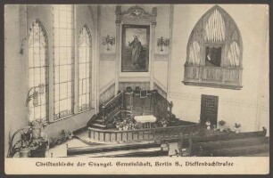 Ansichtskarte Christuskirche der Evangel. Gemeinschaft von innen, Dieffenbachstraße
