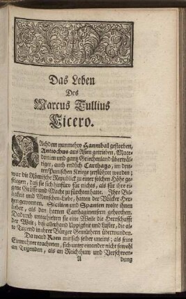 Das Leben Des Marcus Tullius Cicero.