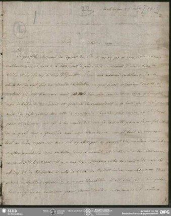 Eigenh. Brief von Auguste Louis de Staël-Holstein an August Wilhelm von Schlegel, Stockholm, 23.05.1813