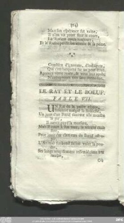 Le Rat Et Le Boeuf. Fable VII.