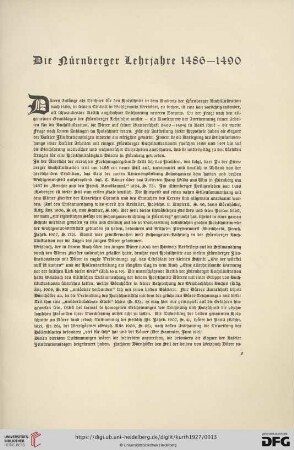 Die Nürnberger Lehrjahre 1486-1490