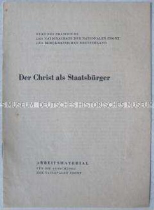 Sonderdruck zur Schulung von Propagandisten der Nationalen Front für den Umgang mit Christen