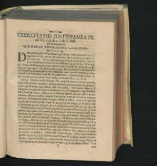 Exercitatio Iustinianea IX. Respondente Michale Purmanno ...