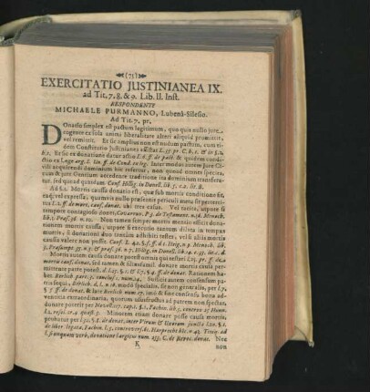 Exercitatio Iustinianea IX. Respondente Michale Purmanno ...