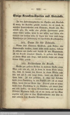 Einige Kranken-Speisen und Getränke