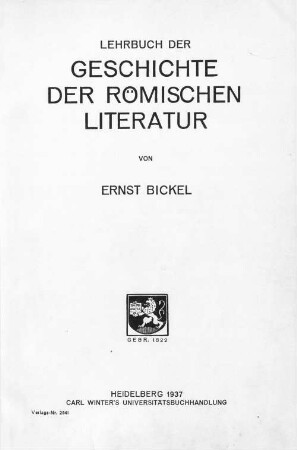 Lehrbuch der Geschichte der römischen Literatur