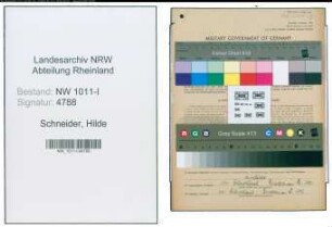 Entnazifizierung Hilde Schneider , geb. 14.01.1908 (Gaststaettenangestellter)