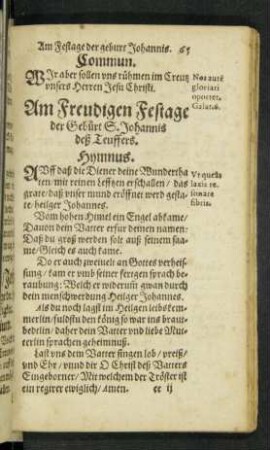 Am Freudigen Festage der Geburt S. Johannis deß Teuffers.