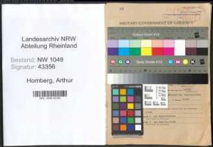 Entnazifizierung Arthur Homberg , geb. 02.01.1901 (Schlosser)