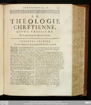 Chapitre Prémier. Des trois Personnes de la tres-sainte Trinité en general.