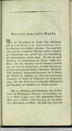 Vorrede zum ersten Bande