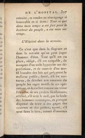 327-344, L'Hôpital dans la retraite.