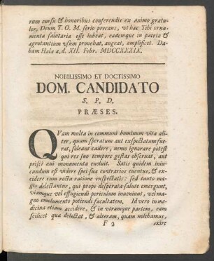 Nobilissimo Et Doctissimo Dom. Candidato