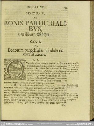 Sectio V. De Bonis Parochialibus, von Pfarr-Güthern