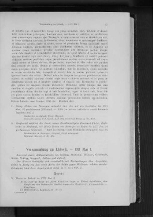 Versammlung zu Lübeck. - 1371 Mai 1.