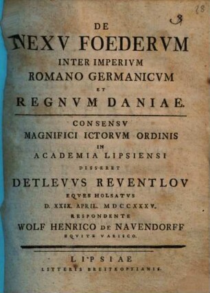 De Nexv Foedervm Inter Imperivm Romano Germanicvm Et Regnvm Daniae