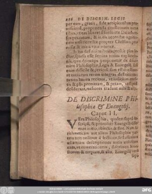 De Discrimine Philosophiae [et] Evangelii. Caput II.