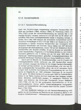 6.1.8 Sonderbestände