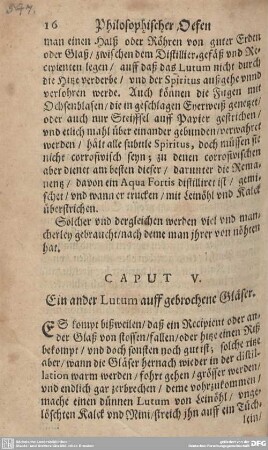 CAPUT V. Ein ander Lutum auff gebrochene Gläser.