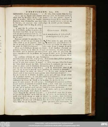 Chapitre XXIX. De la manducation de Jésus-Christ, & du Chapitre VI. de St. Jean.