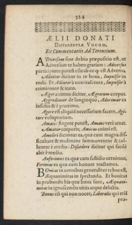 Aelii Donati Differentiae Vocum. Ex Commentariis Ad Terentium