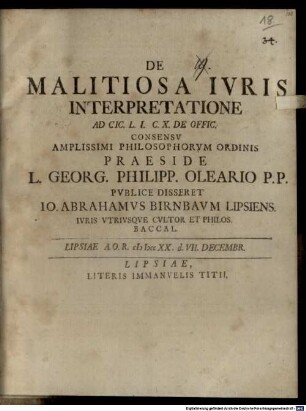 De Malitiosa Ivris Interpretatione Ad CIC. L. I. C. X. De Offic.