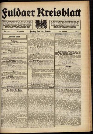 Zweite Ausgabe vom Freitag, den 20. Oktober 1911.