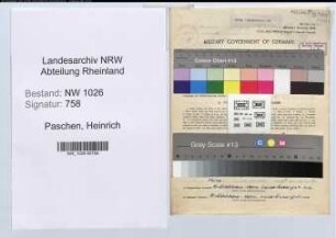 Entnazifizierung Heinrich Paschen , geb. 30.01.1910 (Maschinenmeister)