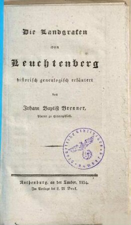 Die Landgrafen von Leuchtenberg