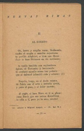 II - Al soneto