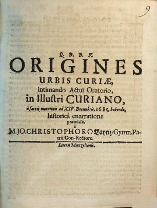 Origines Urbis Curiae