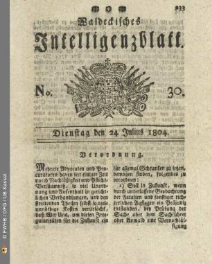 No. 30. Dienstag den 24 Julius 1804