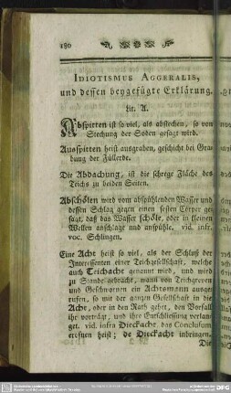 Idiotismus Aggeralis, und dessen beygefügte Erklärung